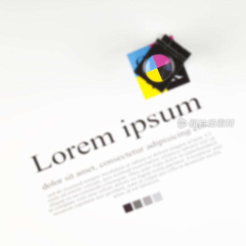 CMYK颜色指南和lorem ipsum文本